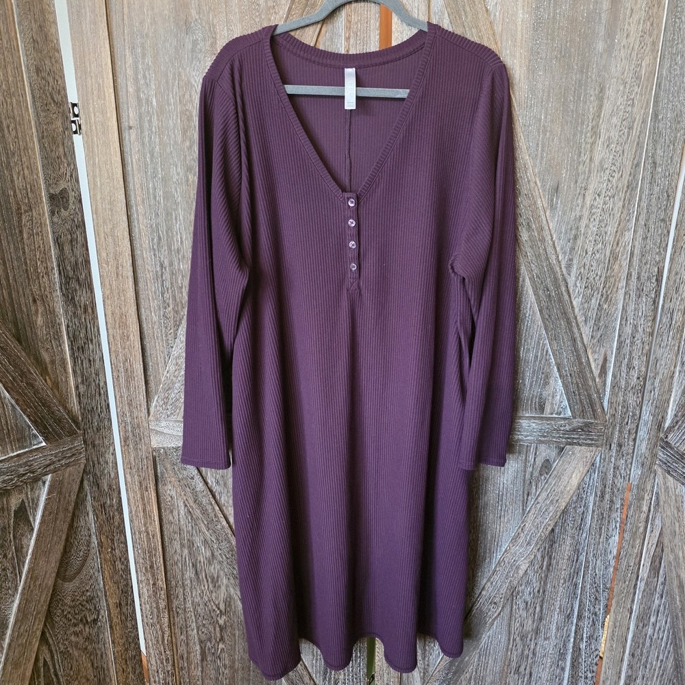 Lane Bryant Cacique Pajamas Women's Size 22/24 Abergine Purple Sleep Shirt Long